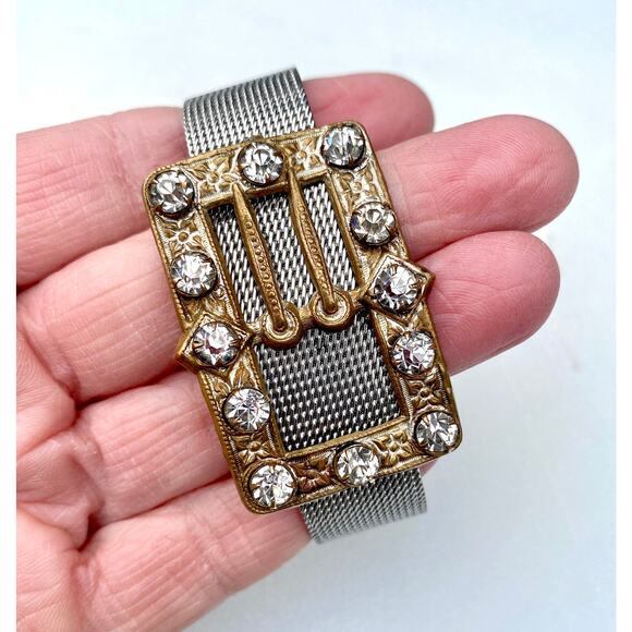 Stainless Steel Steel Band Bracelet, Vintage Charm Paste Gold Frame - Picture 2 of 9